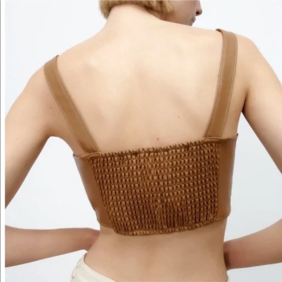 NWT Zara Faux Leather Cut Out Top - Picture 3 of 5